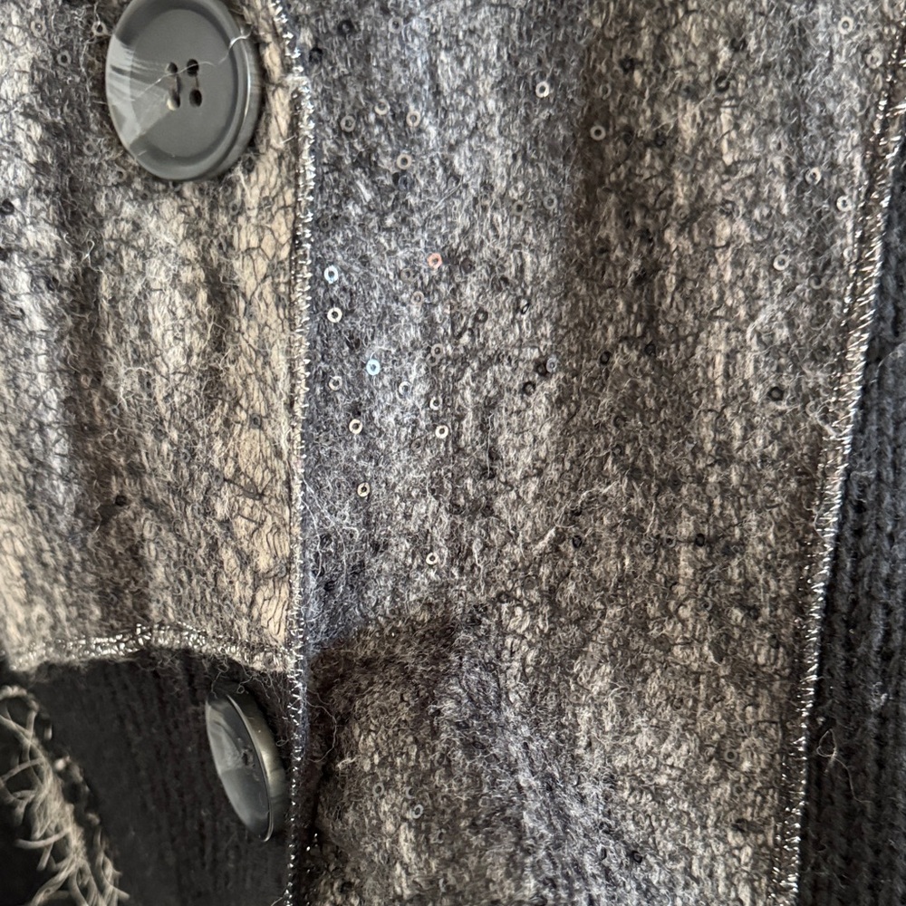 Sioni Black/Gray Mixed Media Cardigan -Size M - Picture 11 of 11